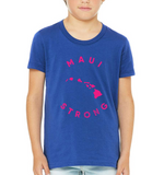 KIDS 'MAUI STRONG' Unisex Tee - Blue + Neon Pink