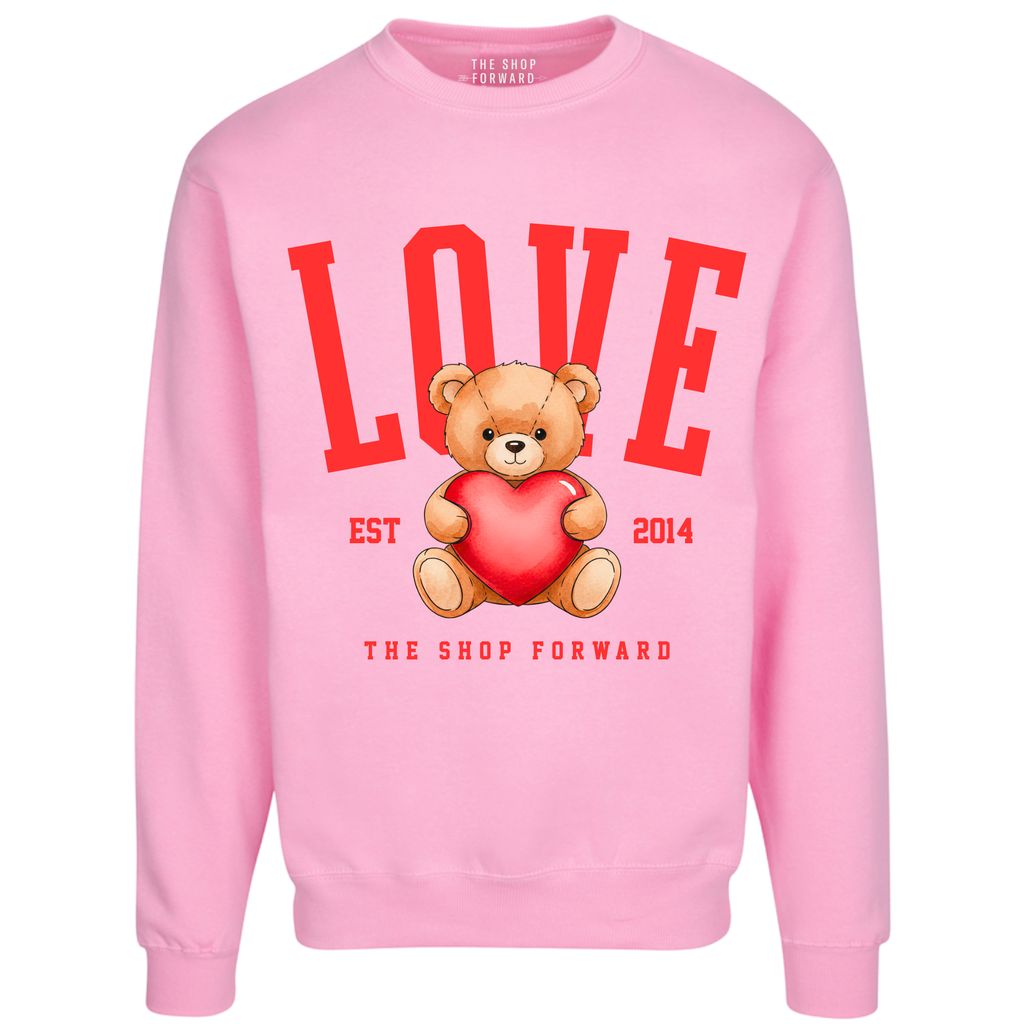 'LOVE' Teddy Bear Unisex Pullover - PINK