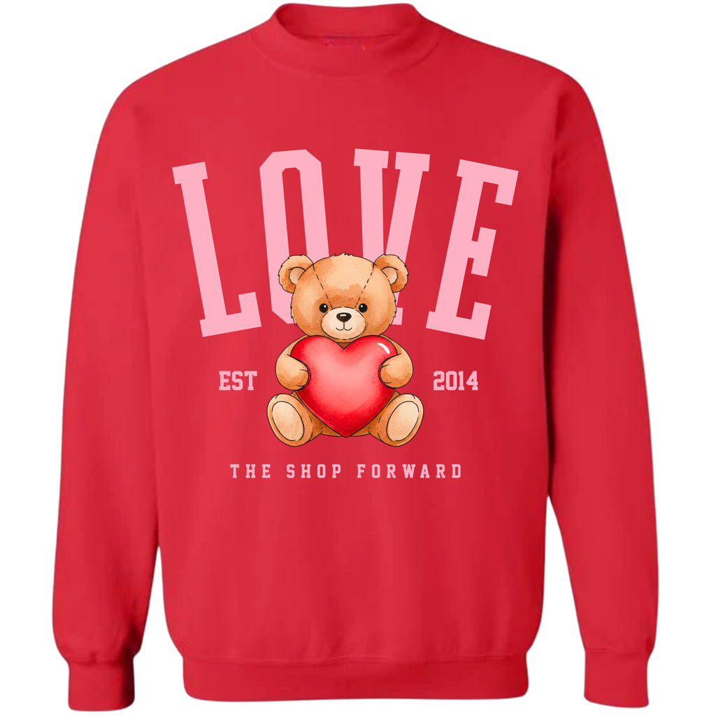 'LOVE' Teddy Bear Unisex Pullover - RED (Kids + Adult)