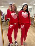 'MORE LOVE' Heart Unisex Soft Fleece Jogger Sweatpants - Red