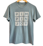 PIMPINJOY Squares Relaxed Fit Unisex Tee - Faded Denim