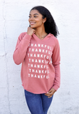 THANKFUL Repeat Hoodie Tunic - Faded Rose