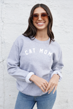 CAT MOM Pullover Sweatshirt - Grey & White