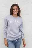 CAT MOM Pullover Sweatshirt - Grey & White