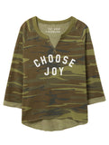 CHOOSE JOY Cropped Camo Sweatshirt