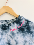 COOL MOM® Embroidered Corded Pullover - Tie Dye with Neon Pink