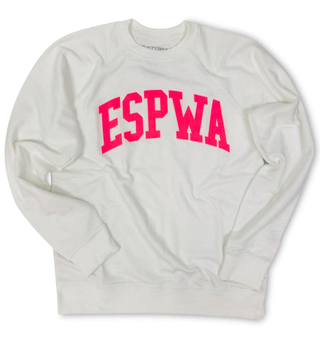 ESPWA Collegiate Pullover  - White + Neon Pink