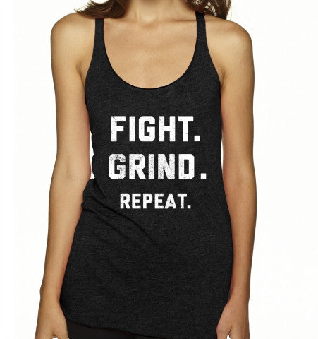 FIGHT. GRIND. REPEAT. Women's Racerback Tank Top - Black