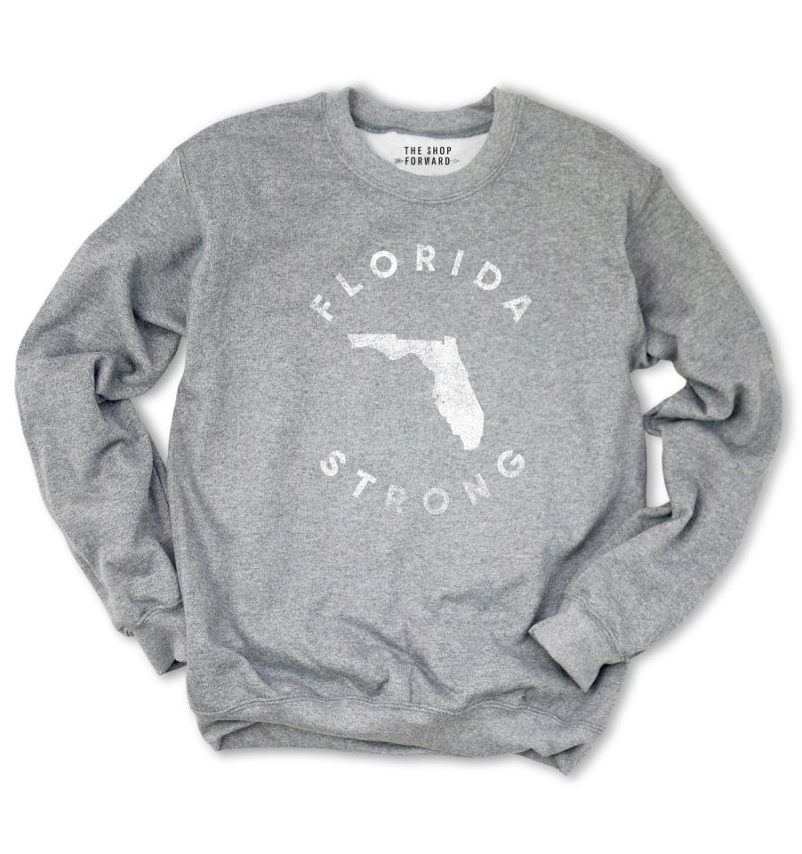 FLORIDA STRONG Unisex Pullover Sweatshirt - Heather Grey FLORIDA STRONG Unisex Pullover Sweatshirt - Heather Grey