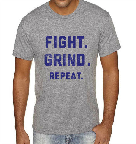 FIGHT. GRIND. REPEAT. Unisex T-Shirt - Grey/Navy