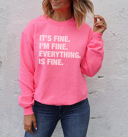 COOL MOM® Embroidered Corded Pullover - Tie Dye with Neon Pink