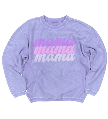 'mama' Repeat Corded Crew - Purple + Pink