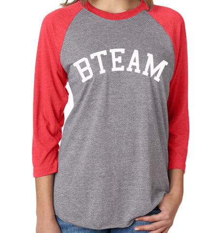 BTEAM Baseball Tee - Red & Grey