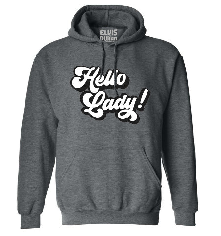 'Hello Lady' Hoodie Sweatshirt - Charcoal