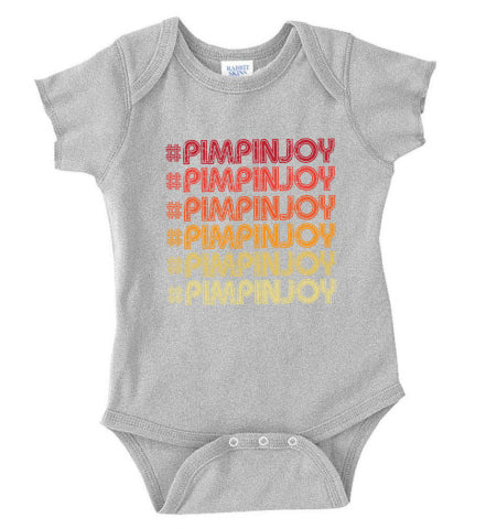 Baby #PIMPINJOY Retro Repeat Onesie - Grey + Red
