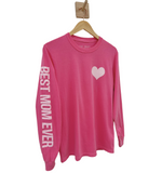 'BEST MOM EVER' Long Sleeve Tee - BRIGHT BERRY