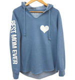 'BEST MOM EVER' Women's Slim Fit Hoodie Tunic - Faded Blue