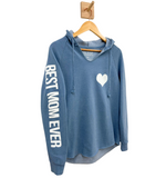 'BEST MOM EVER' Women's Slim Fit Hoodie Tunic - Faded Blue