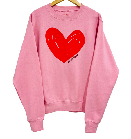 Big heart 'more love' Pink Pullover