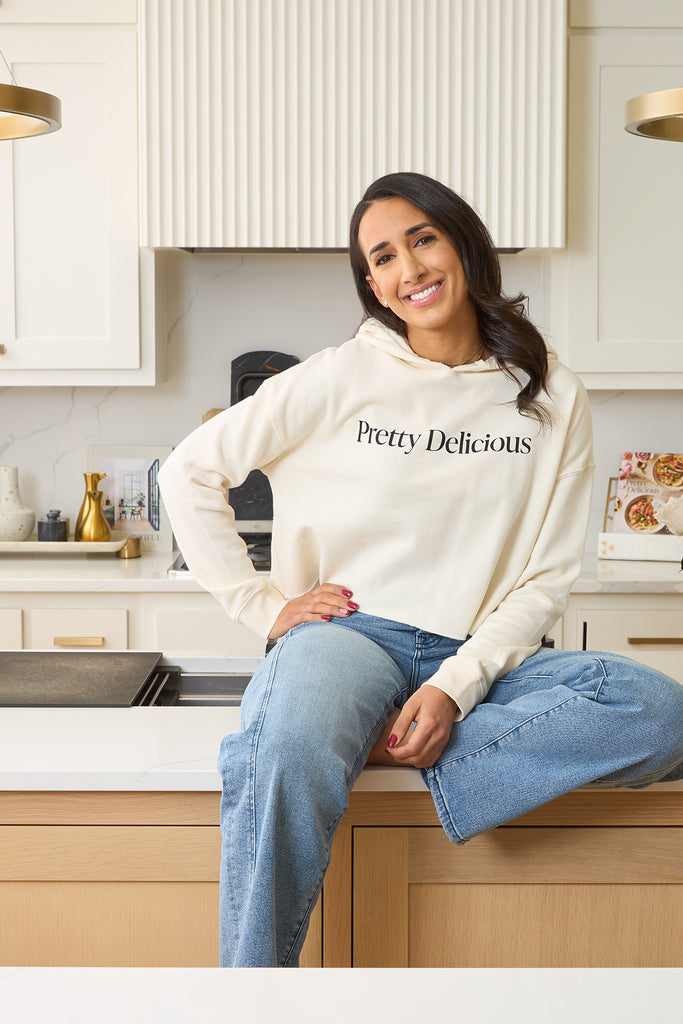 Food Dolls 'Pretty Delicious' Women's Cropped Hoodie - CREAM