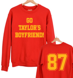 'Go Taylor's Boyfriend' Pullover Sweatshirt - RED