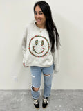 'Happy Christmas' Happy Face Women's Premium Sweatshirt - Oatmeal Heather