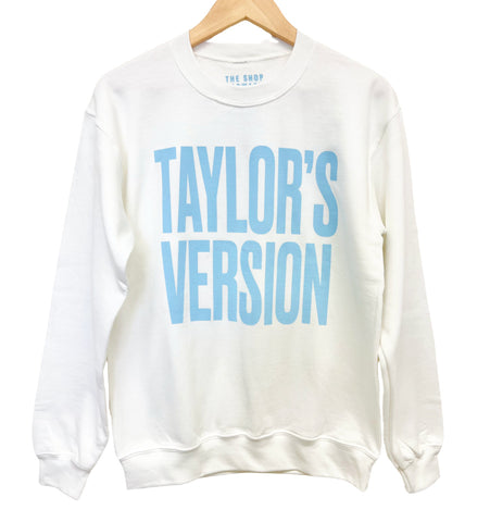 Taylor's Version Pullover Sweatshirt - White with Light Blue