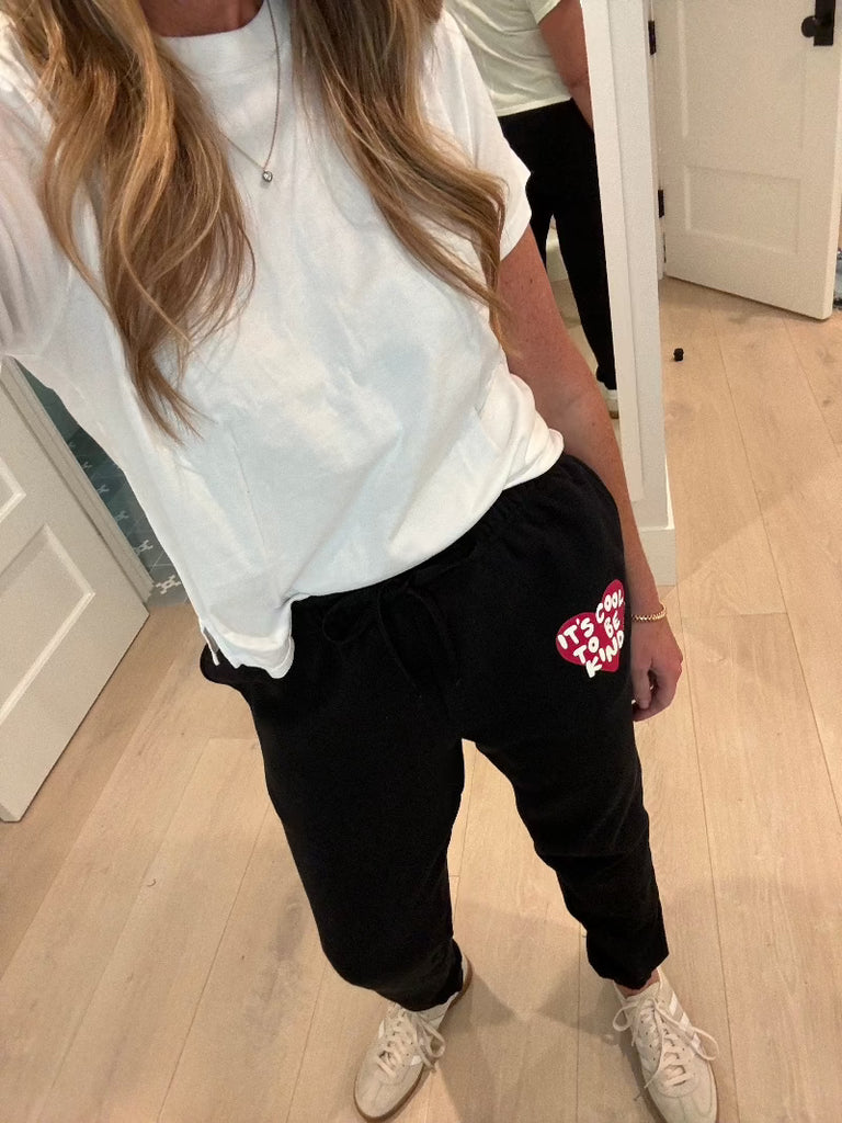 'IT'S COOL TO BE KIND' Old School Fit Sweatpants - Black