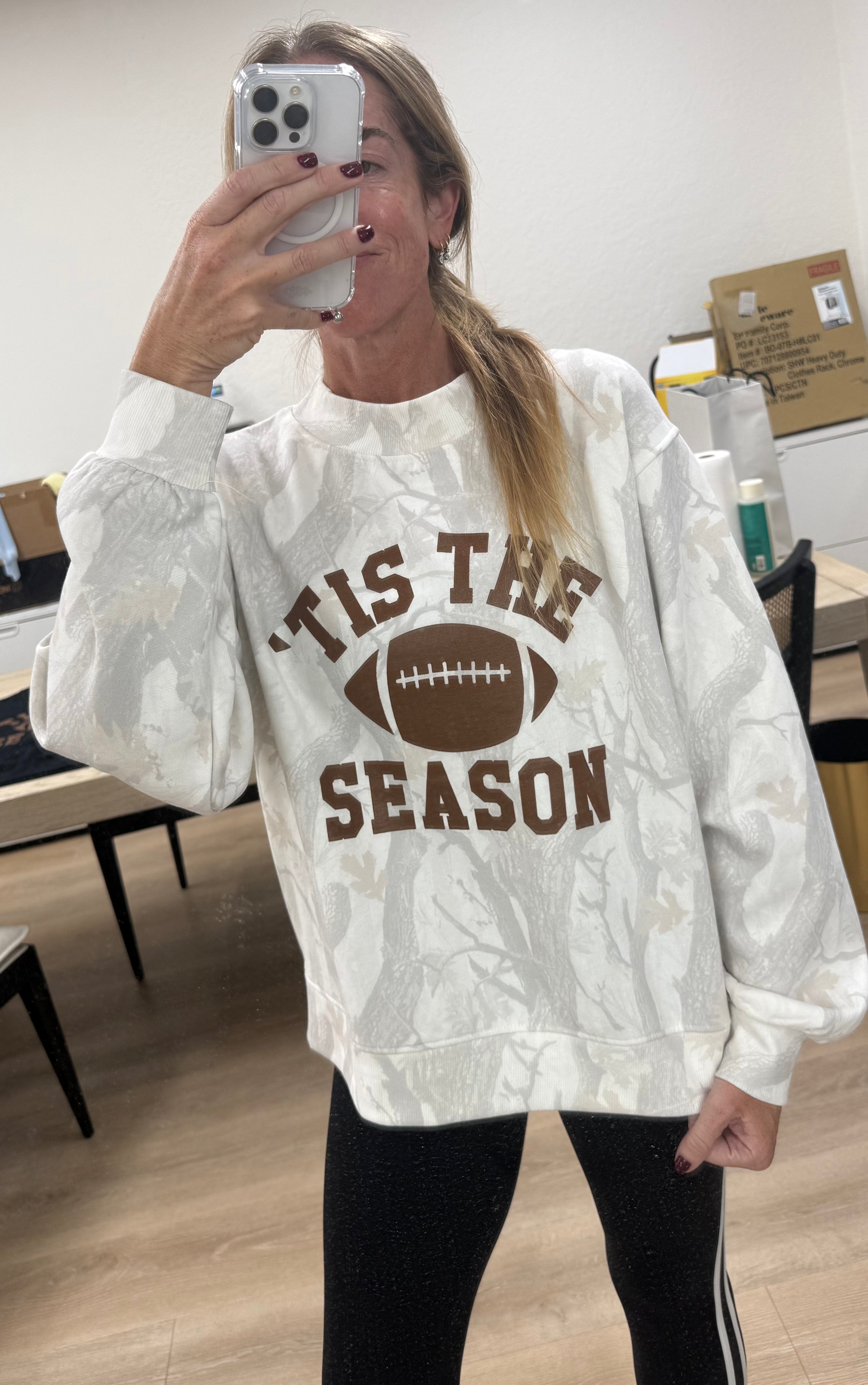 'TIS THE SEASON' FOOTBALL MOCKNECK BOXY PULLOVER