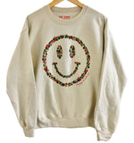 'Happy Christmas' Happy Face Unisex Pullover - Sand