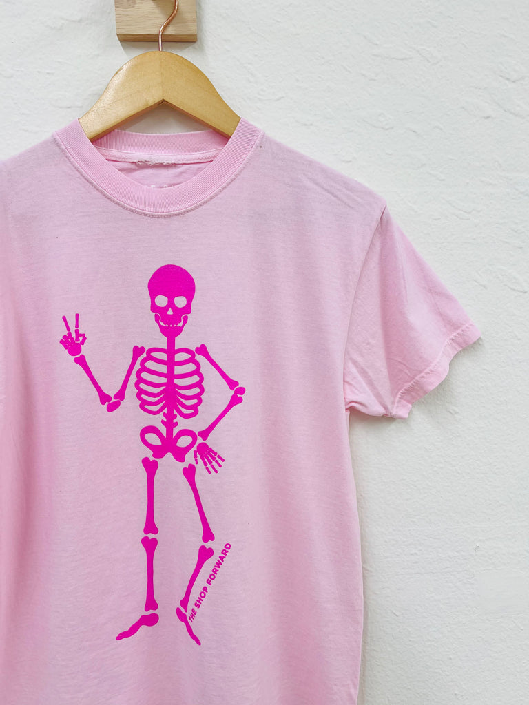 Halloween Skeleton Tee - LIGHT PINK