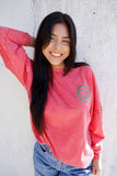 'You are Loved' Happy Face Oversized Long Sleeve Tee - Red & Green