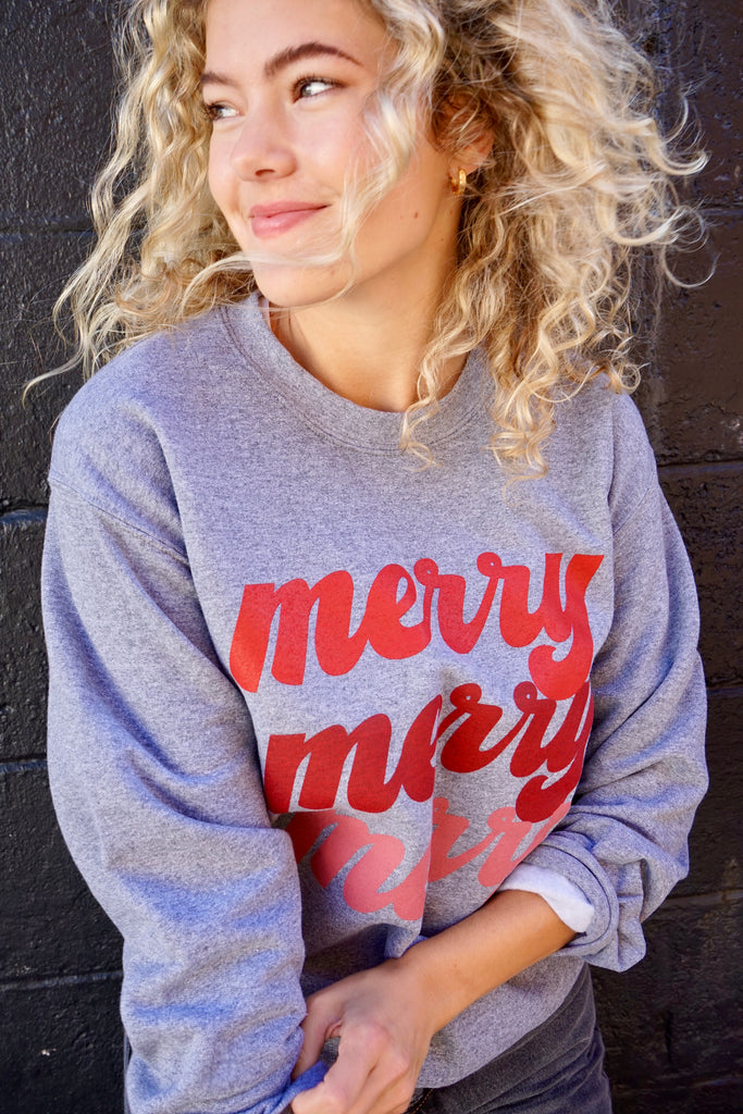 'Merry Merry Merry' Unisex Pullover - Grey