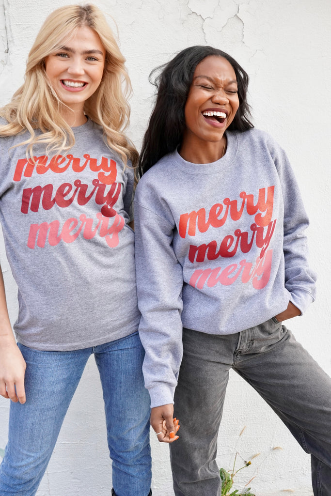 'Merry Merry Merry' Unisex Pullover - Grey