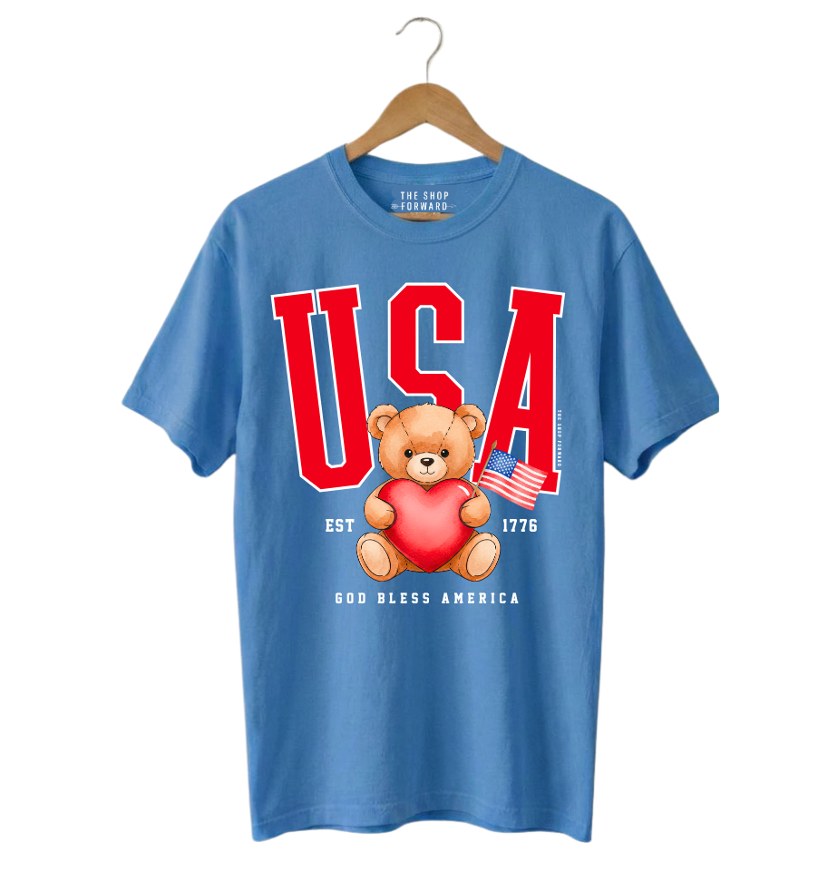 'USA' TEDDY BEAR UNISEX TEE