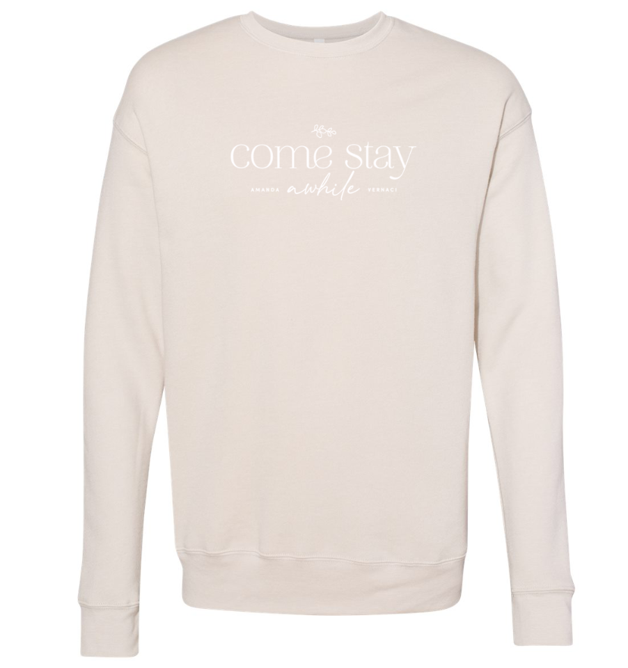 'COME STAY AWHILE' Pullover - Light Tan