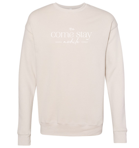 'COME STAY AWHILE' Pullover - Light Tan