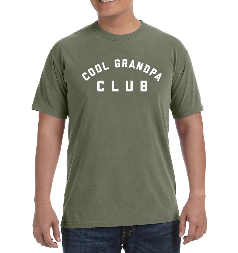 'COOL GRANDPA CLUB' Relaxed Fit Tee - ARMY GREEN