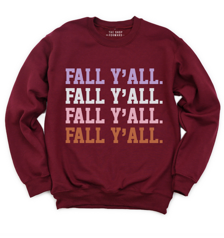 'FALL Y'ALL' Repeat Pullover - Maroon