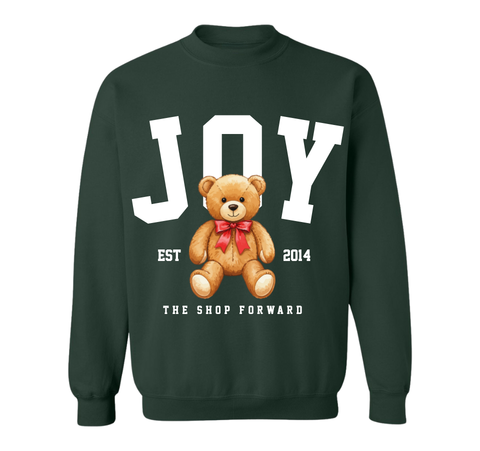 'JOY' Teddy Bear Unisex Pullover - Dark Green