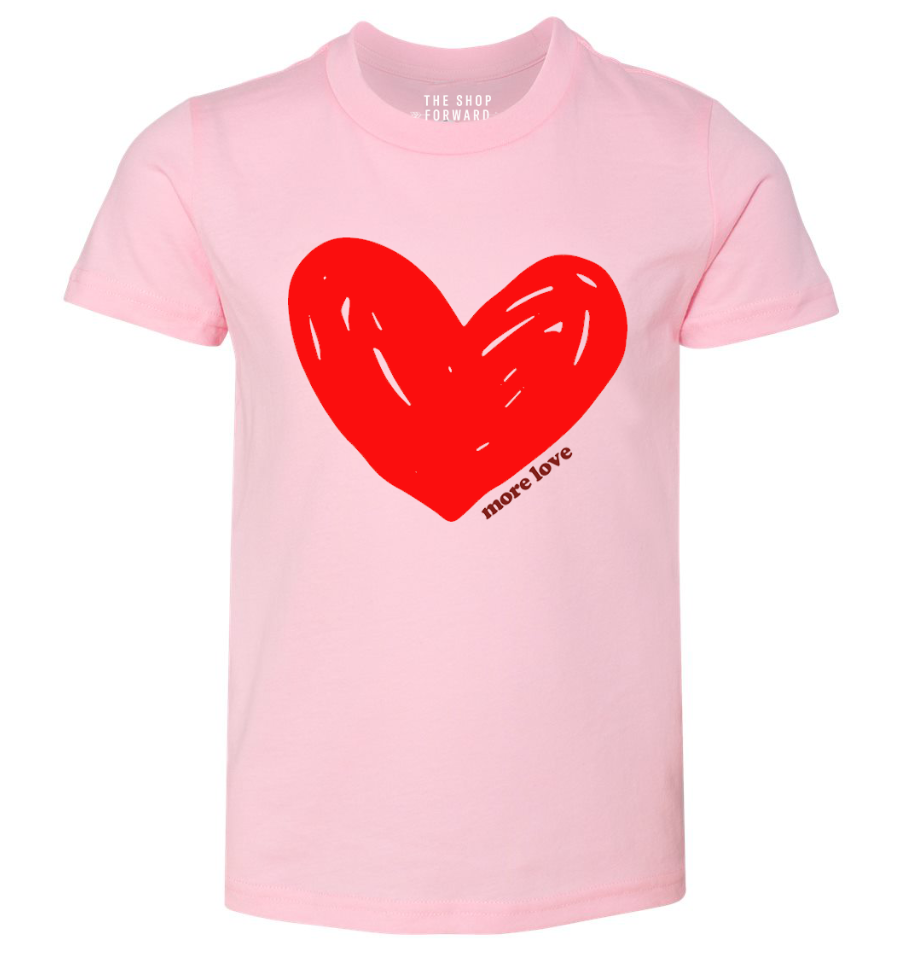 Kids + Toddler Big Heart 'more love' Pink Tee