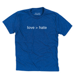 'love > hate' T-Shirt - Blue