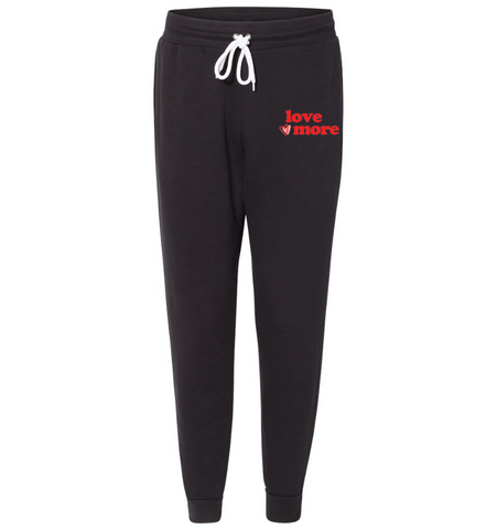 'love more' Unisex Soft Fleece Jogger Sweatpants - Black