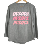 'MAMA' TEXTURED WAFFLE KNIT LONG SLEEVE TEE