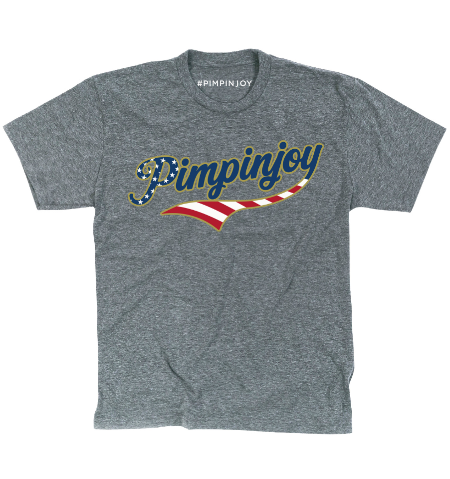 PIMPINJOY Jersey Script Unisex Tee - GREY