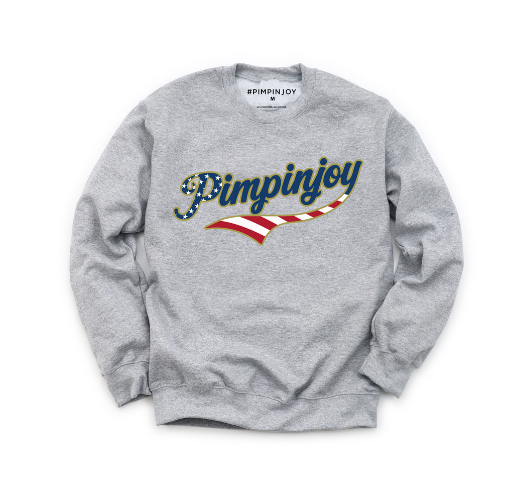 PIMPINJOY Jersey Script Unisex Fleece Pullover - GREY