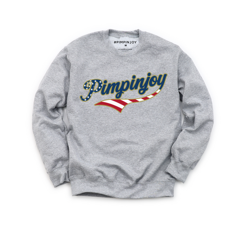 PIMPINJOY Jersey Script Unisex Fleece Pullover - GREY