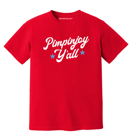 'Pimpinjoy Y'all' Relaxed Fit Unisex Tee- RED