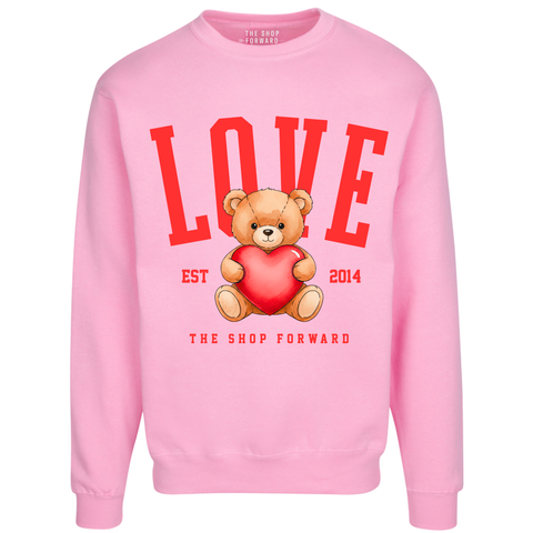 'LOVE' Teddy Bear Unisex Pullover - RED (Kids + Adult)