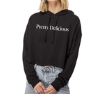 FOOD DOLLS 'PRETTY DELICIOUS' WOMEN'S CROPPED HOODIE - BLACK